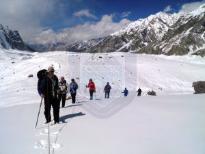 Trekking group Marching up to K2 base camp Concordia