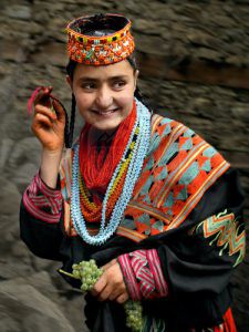 Kalash young girl in traditional dress